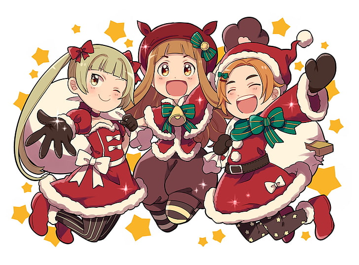 Santa costume, Ichihara Nina, Ryuuzaki Kaoru, Yokoyama Chika, HD wallpaper